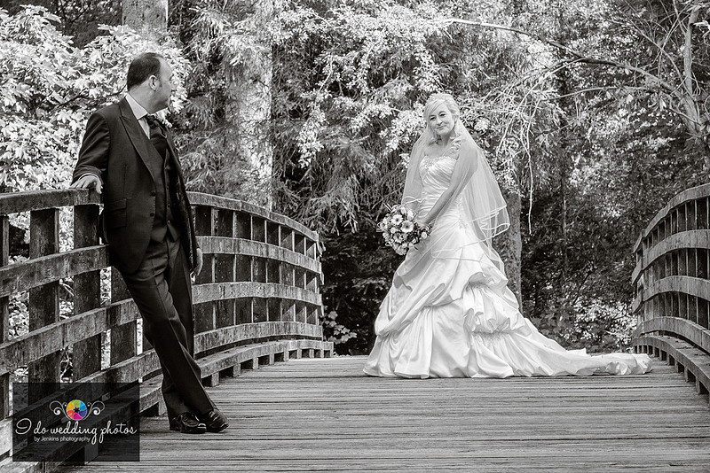 bride and Groom at Craig Y Nos castle and country park